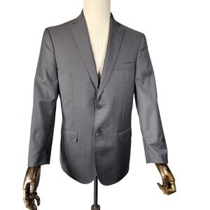 Joseph A Bank Mens Sport Coat Blazer‎ 39R Mid Grey Graph Check Slim Fit Wool